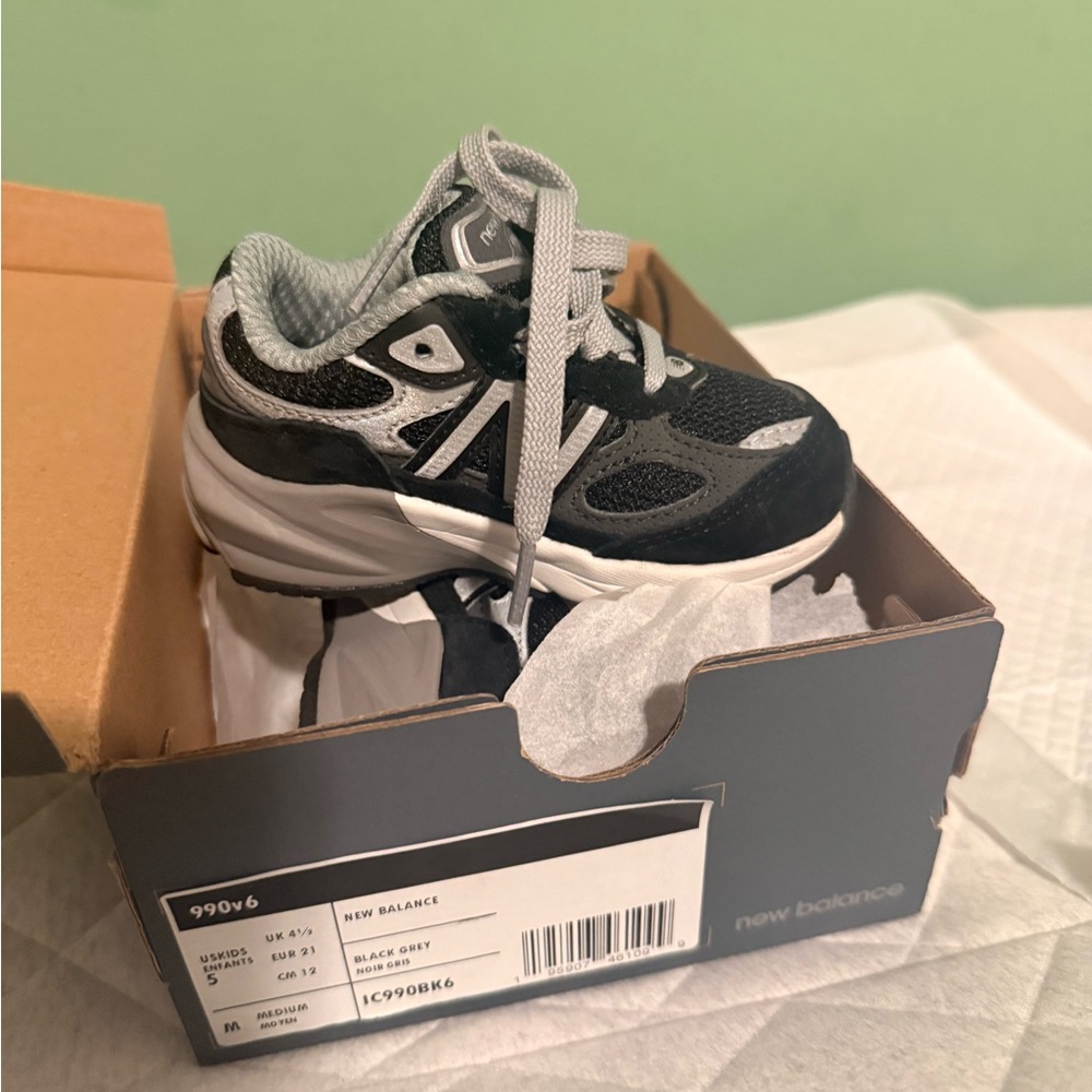 New Balance Kids' Black and White Sneakers